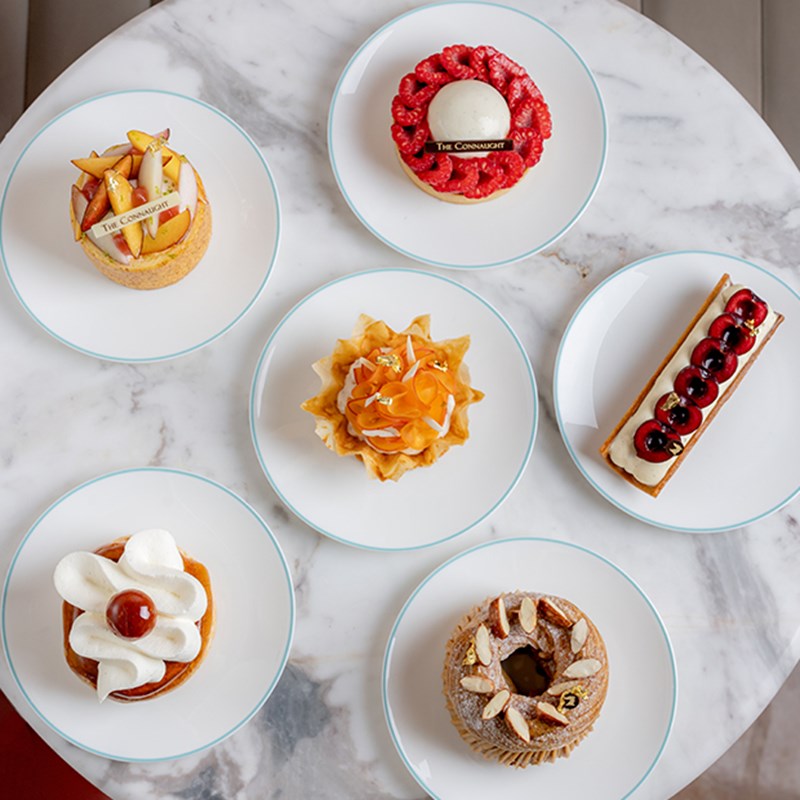A beautiful selection of cakes at The Connaught Patisserie