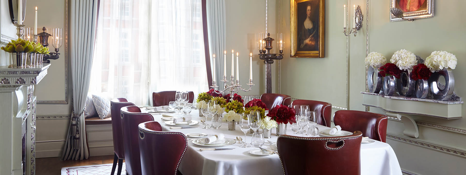 Georgian room at The Connaught set up for a dinner party