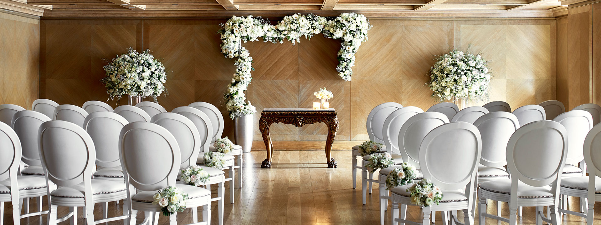 Maple room wedding ceremony set up